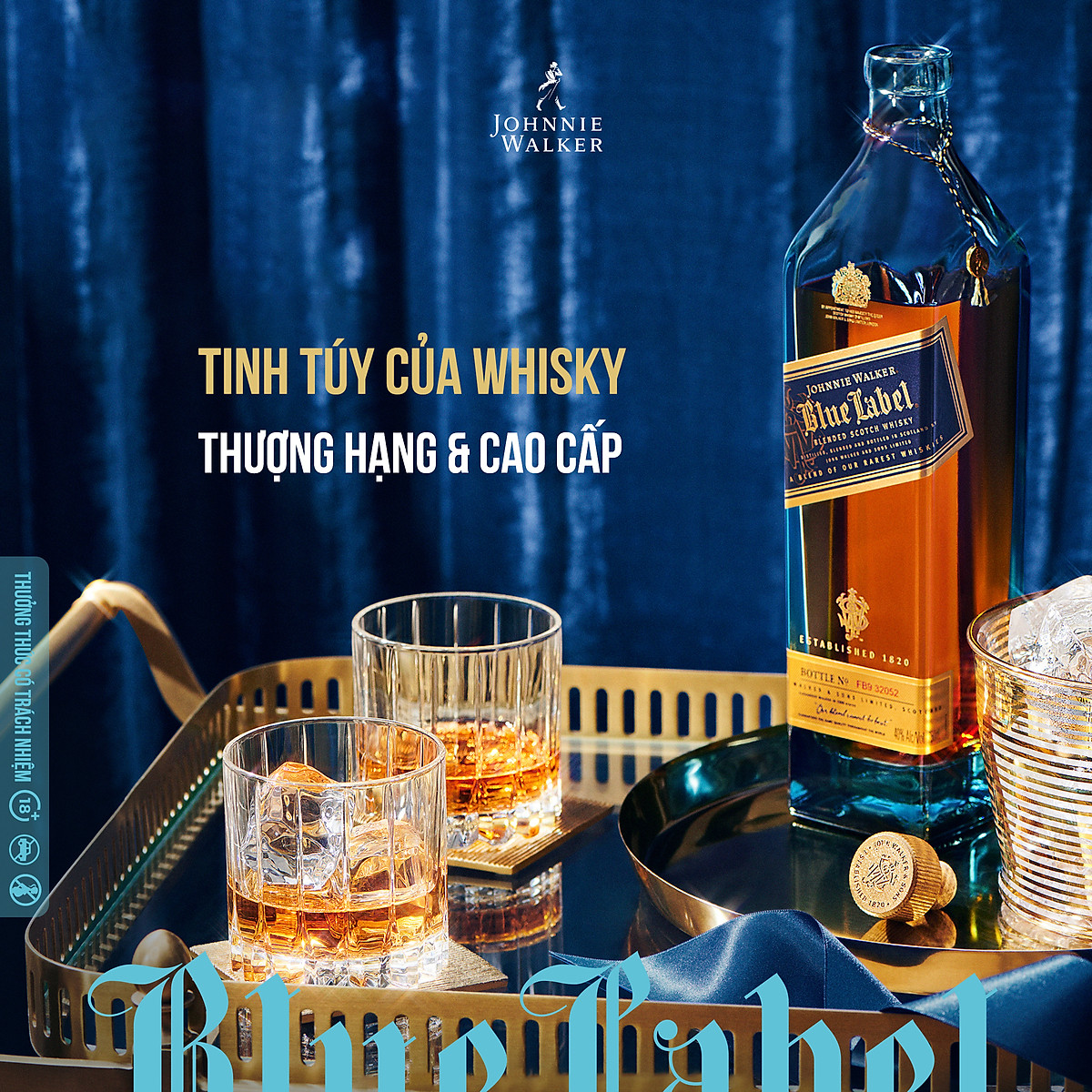 {Freeship 50K} Hộp quà Rượu Johnnie Walker Blue Label Blended Scotch Whisky 40% 750ml