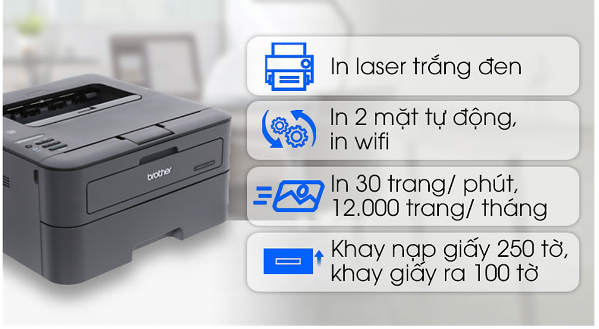 Máy in Laser Brother HL-L2366DW (kết nối Wifi)- Hàng chính hãng