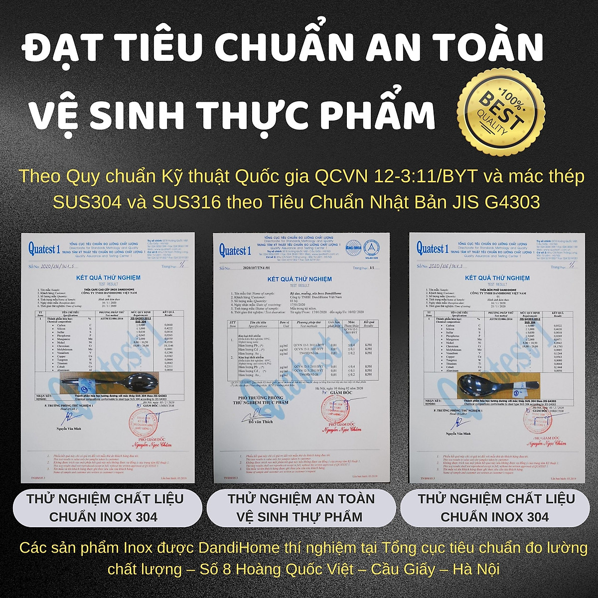Bộ 6 thìa muỗng inox 304 DandiHome 2020 cao cấp, sang trọng, tinh tế