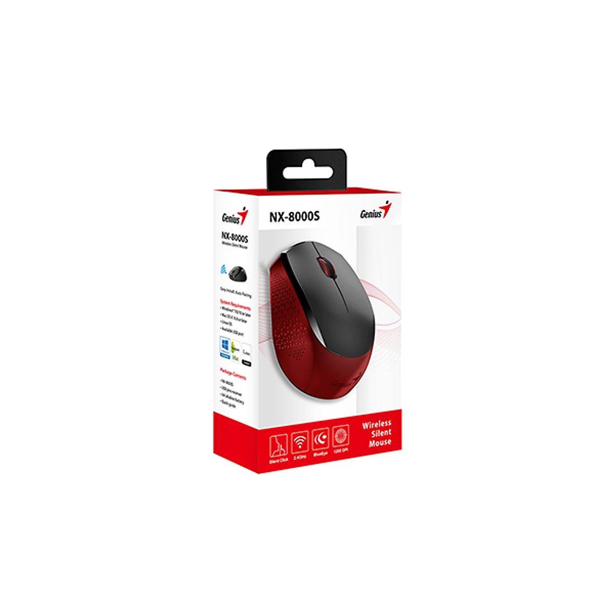 Chuột không dây Genius NX-8000S Silent - giảm ồn, USB 2.4GHz, thuận 2 tay, trượt đa bề mặt, phù hợp PC/Laptop, Hàng chính hãng, Bảo hành 1 năm
