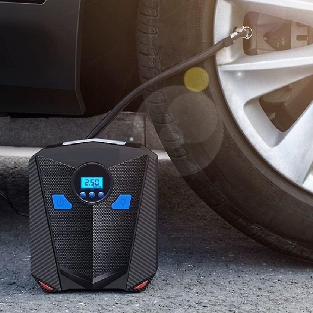 Bơm lốp ô tô, xe hơi điện tử thông minh AIKESI, cài đặt số cân & tự ngắt |  Tổng Kho MB | Tiki