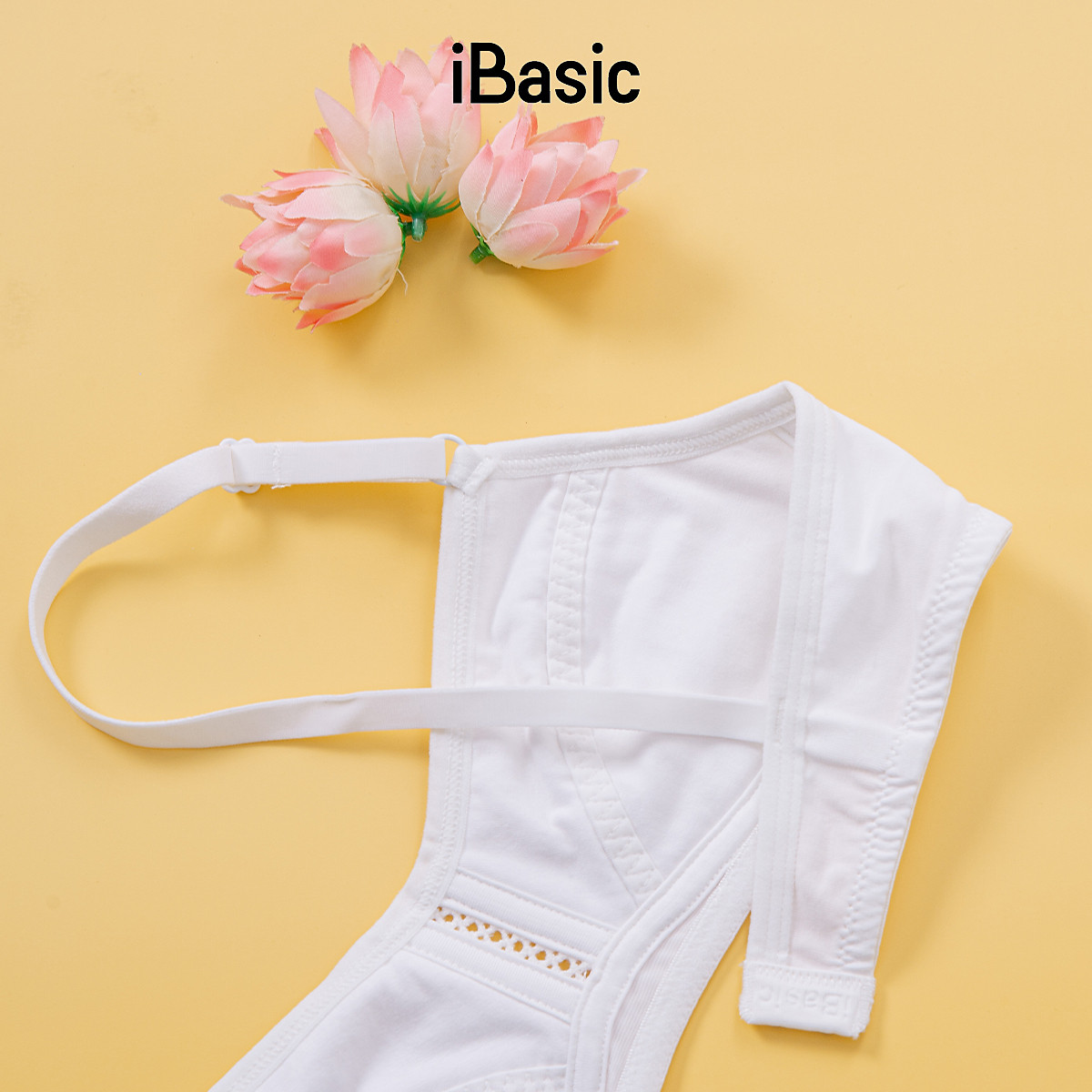 Áo ngực học sinh không gọng không mút lớp bông cotton cài sau iBasic VA107