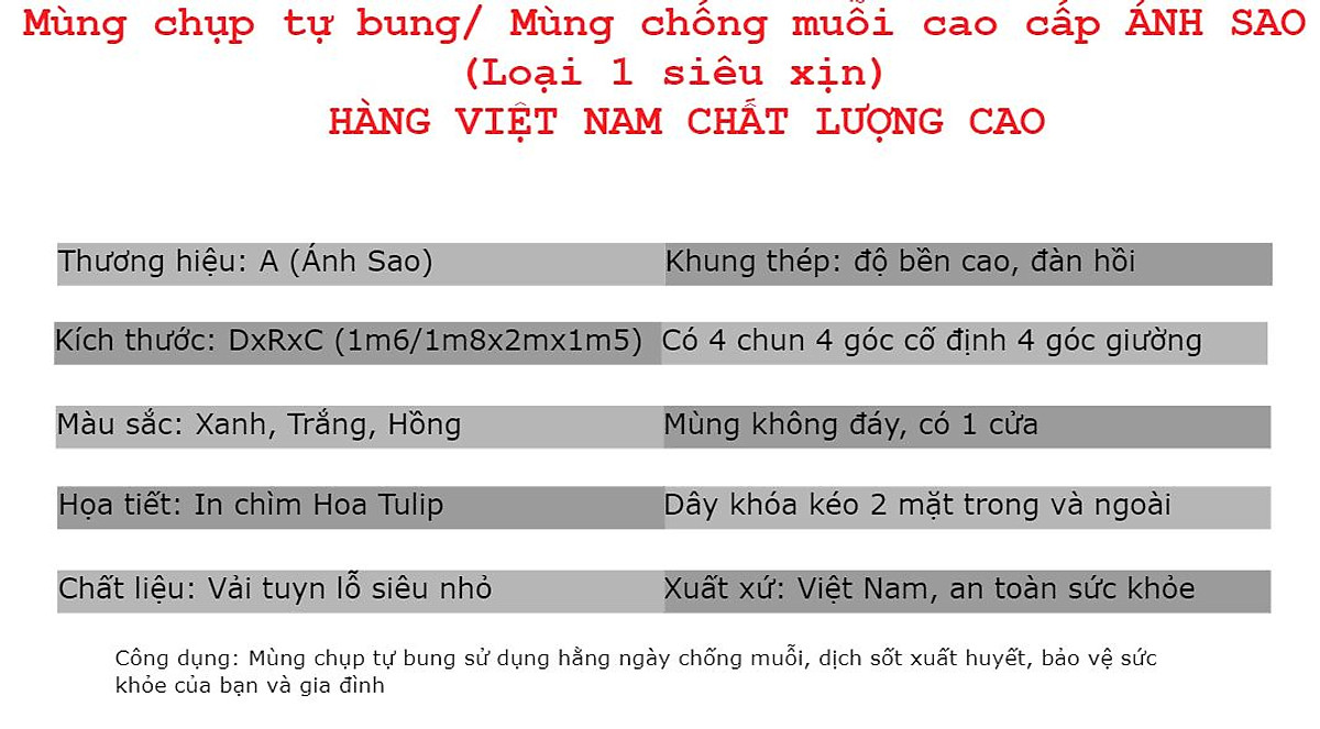 Mùng Chụp Tự Bung Cao Cấp Siêu Dày - thương hiệu A - Màu Xanh Da Trời + Tặng kèm túi thơm thảo dược