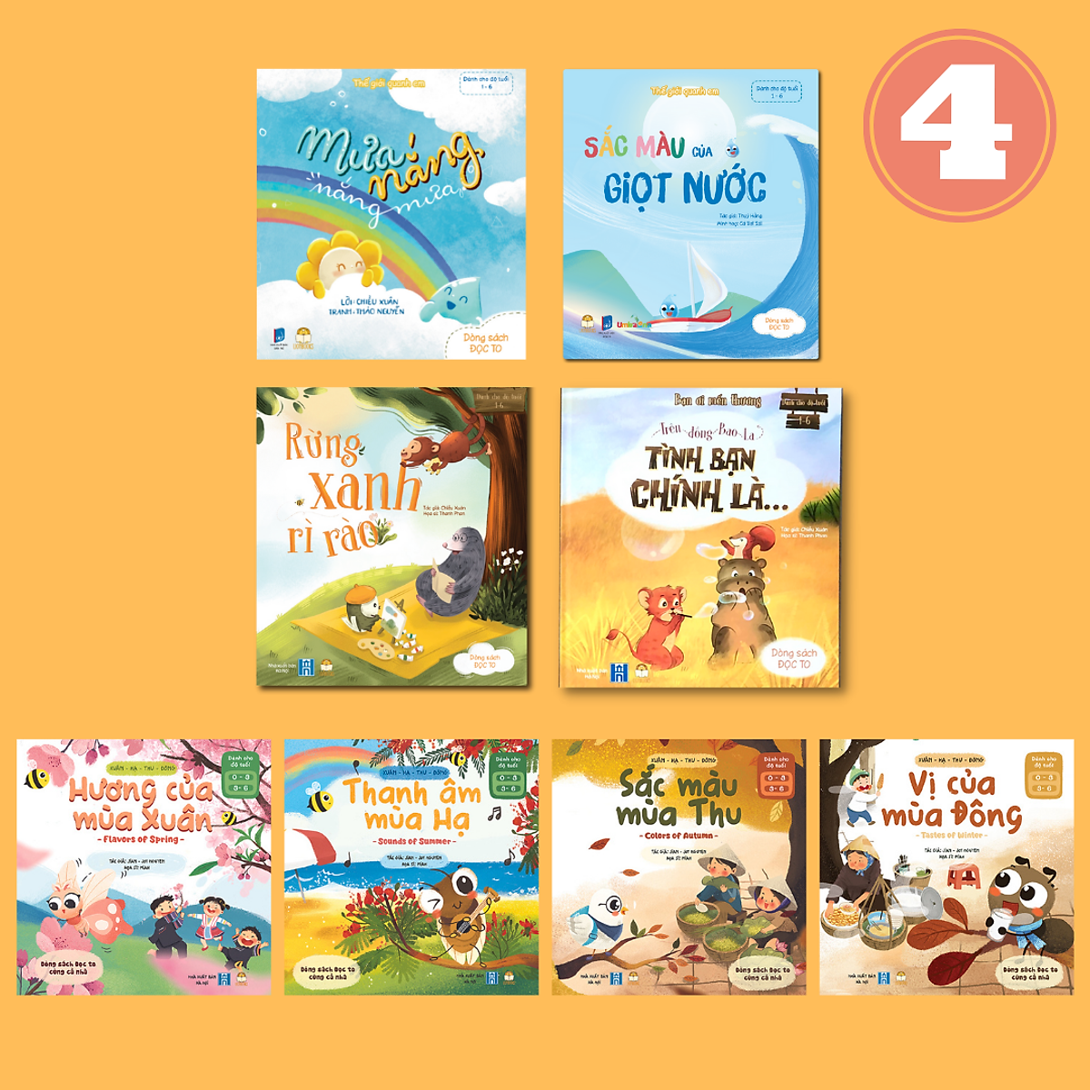 Set 8 Cuốn Sách Cho Bé 4 Tuổi (Bạn Ơi Mến Thương, Thế Giới Quanh Em, Xuân Hạ Thu Đông) - Truyện Kể Trước Giờ Đi Ngủ