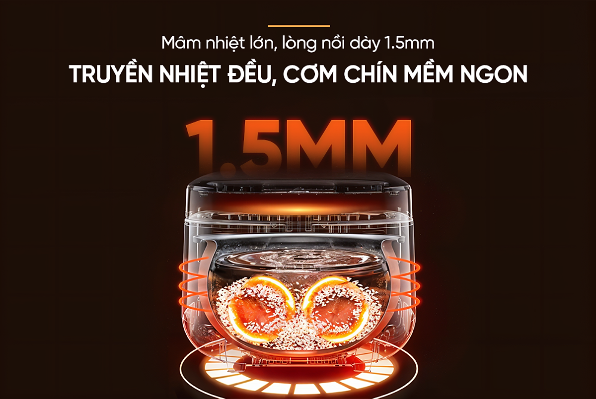 Nồi cơm điện tử 1.8L Sunhouse SHD8909B - 6 chế dộ, giữ ấm 12 tiếng - Mâm nhiệt lớn, cơm dẻo, chín đều - Hàng chính hãng