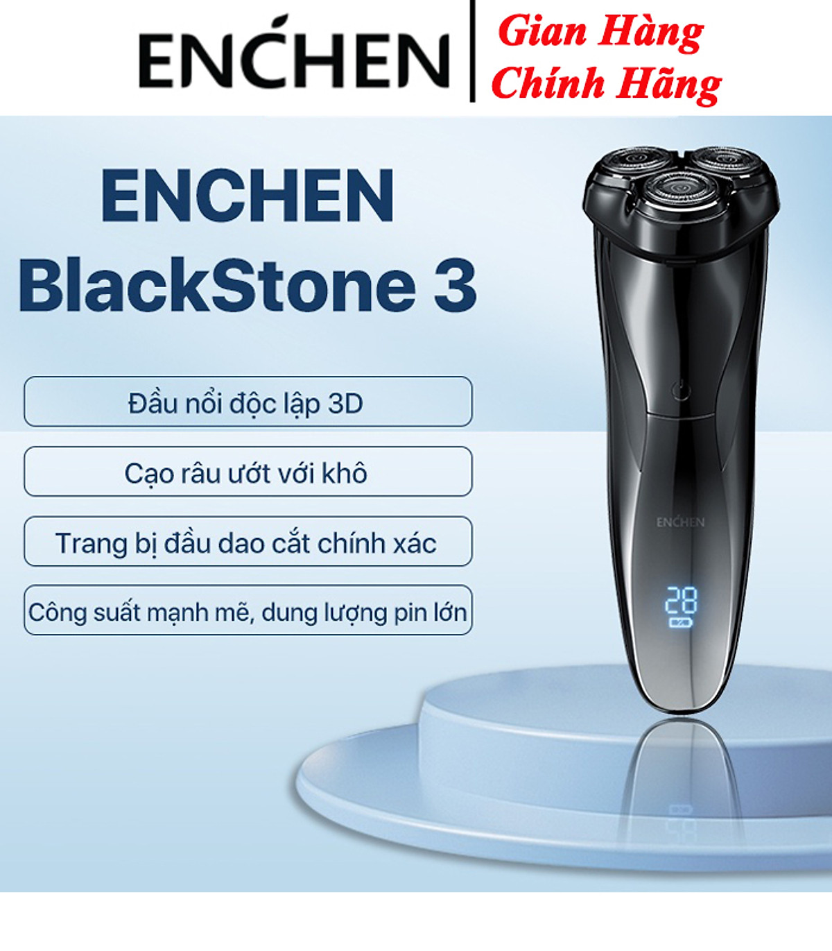 Máy Cạo Râu Enchen BlackStone3 hệ thống thông minh ESM cạo râu khô và ướt - Hàng chính hãng