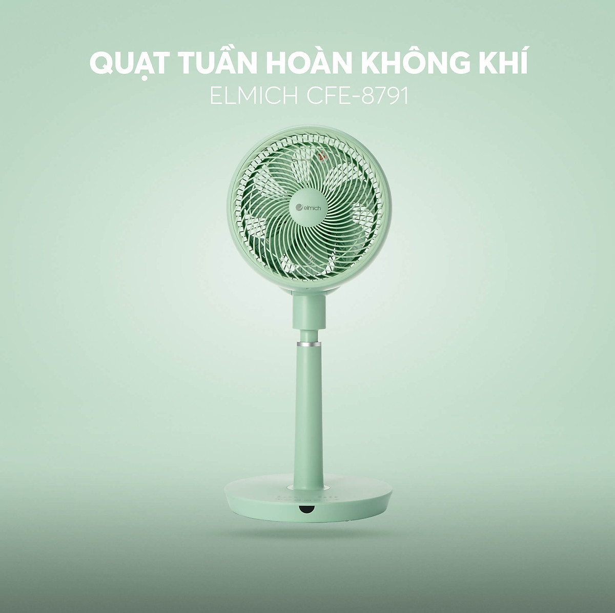 Quạt tuần hoàn không khí Elmich CFE-8791, làm mát diện rộng và làm mới không khí tới 20 lần/giờ, quạt tạo luồng gió tuần hoàn và điều hòa không khí trong phòng - Hàng chính hãng