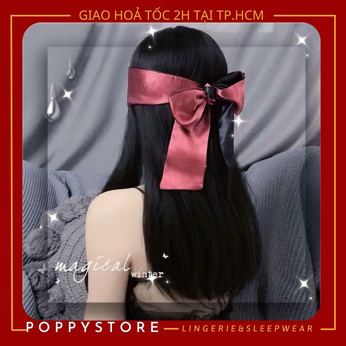 ️khăn Lụa Che Mắt️ Băng đô Bịt Mắt Sexy Chất Thun Lụa 2 mặt Đỏ-Đen/Trắng-Đen - Có Thể Kết Hợp Với Bất Kì Váy Ngủ Nào