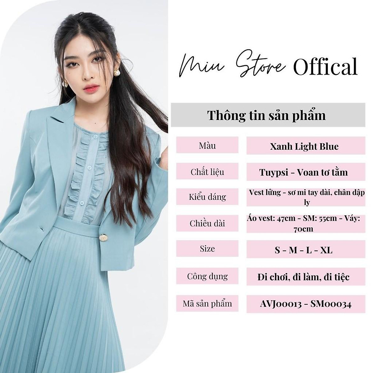 Đầm công sở cổ vest váy xoè MT6477