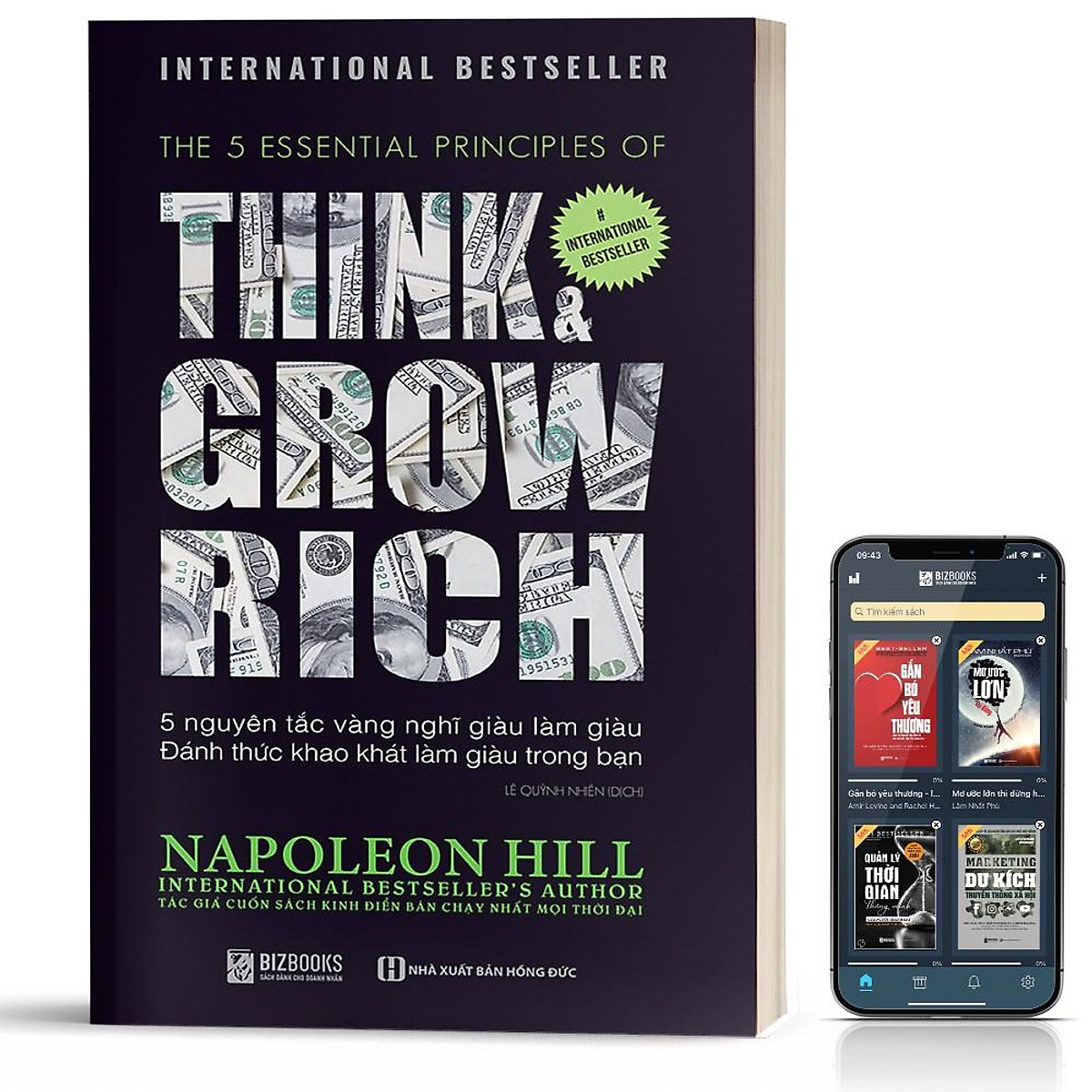#1 BestSeller- Thinks & Grow Rick (Tặng Kèm BookMark)- 5 Nguyên tắc vàng nghĩ giàu làm giàu. Đánh thức khao khát làm giàu trong bạn