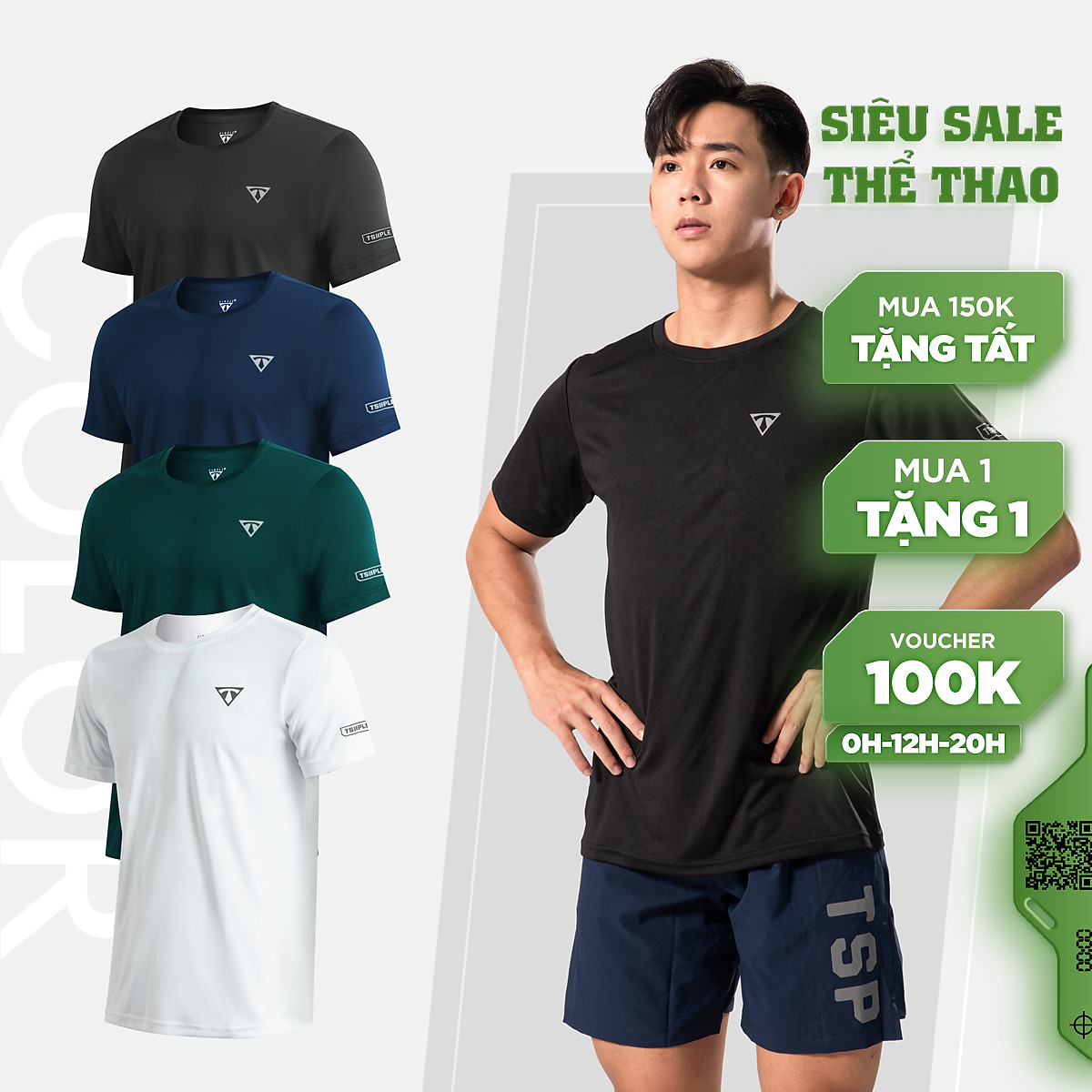 Áo Thể Thao Nam cổ tròn tay ngắn tập gym vải thun lạnh thoáng mát co Áo Thể Thao Nam Cổ Tròn Tay Ngắn Tập Gym Vải Thun Lạnh Thoáng Mát Co