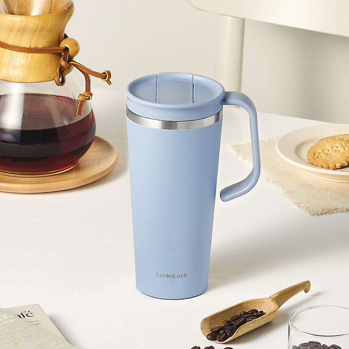 Bình giữ nhiệt LocknLock Daily Handle Tumbler LHC4330 - Có quai cầm - Nắp trượt