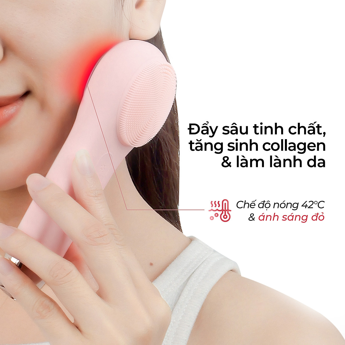 Máy Rửa Mặt Massage Tích Hợp Liệu Pháp Ánh Sáng Và Nhiệt Halio Multi-Task Cleansing & Massaging Device - Hàng Chính Hãng