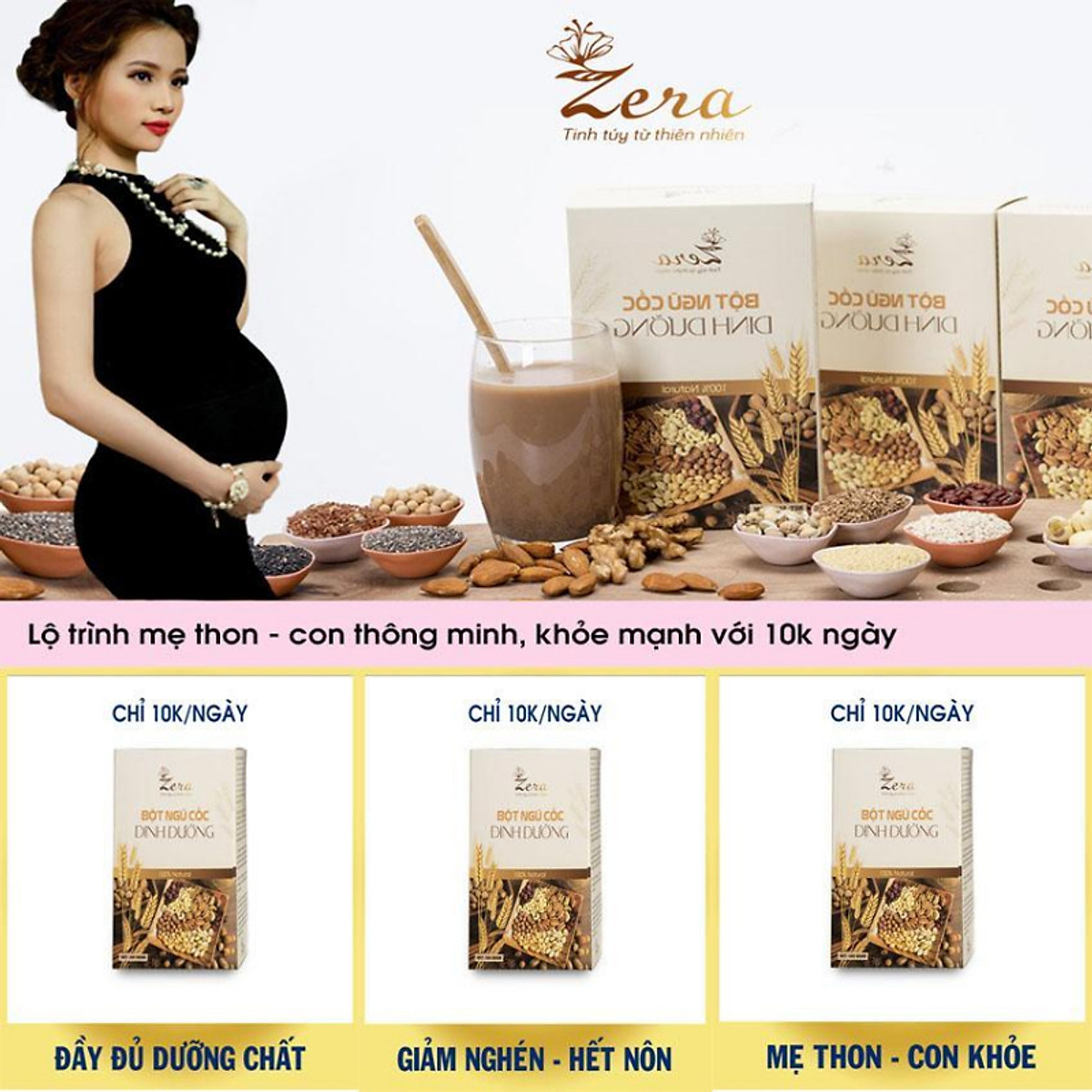 Bột Ngũ Cốc Dành Cho Mẹ Bầu Zera 500G - Ngũ Cốc Giúp Mẹ Giảm Nghén - Hết Nôn Cung Cấp Dinh Dưỡng Cho Thai Nhi - Tặng Vòng Dâu Tằm Và Xà Bông Gió Hương Sả Chanh Thảo Dược