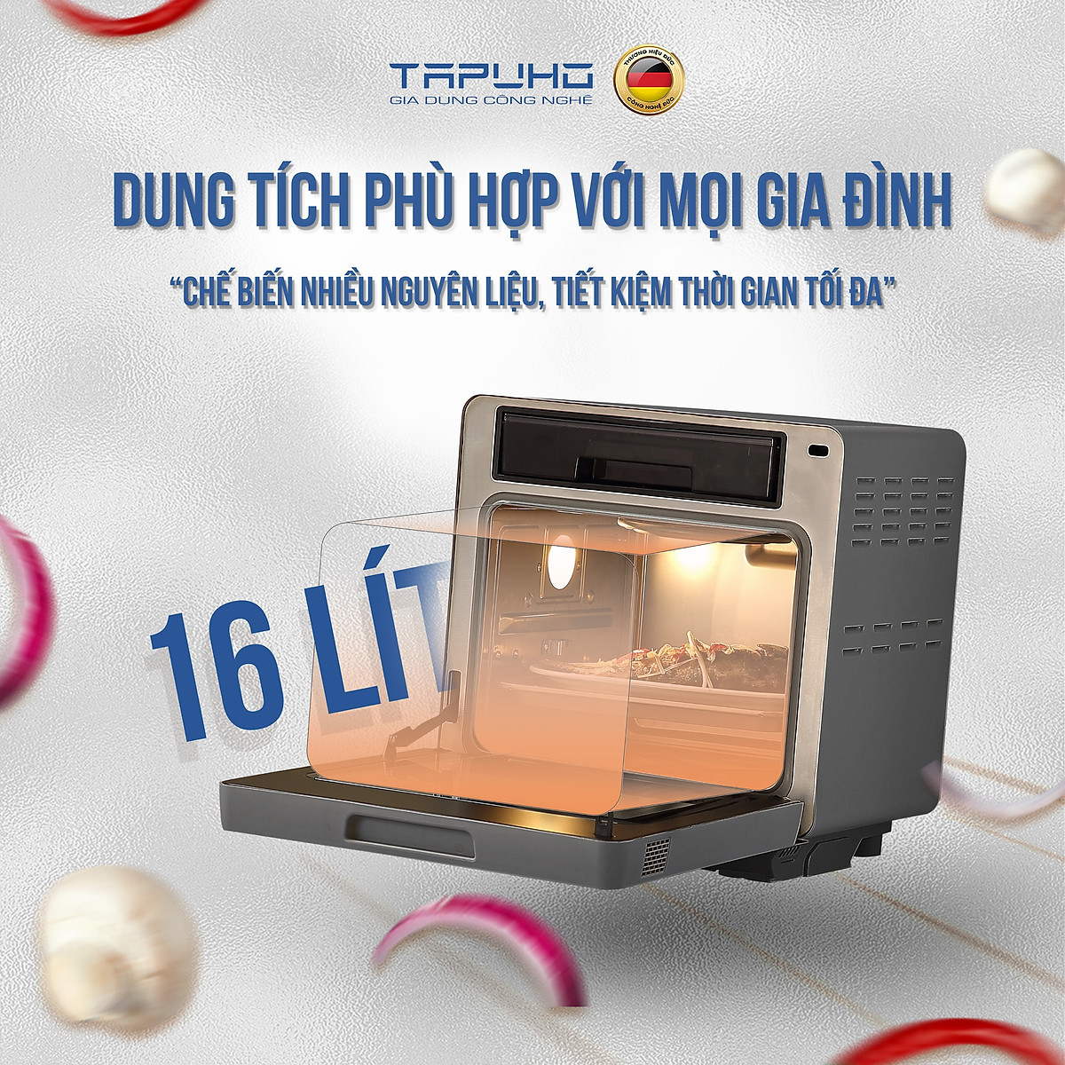 Nồi chiên hơi nước cao cấp TAPUHO TSF16 - Thương hiệu Đức - 2.800w - 16 lít - BH 2 năm