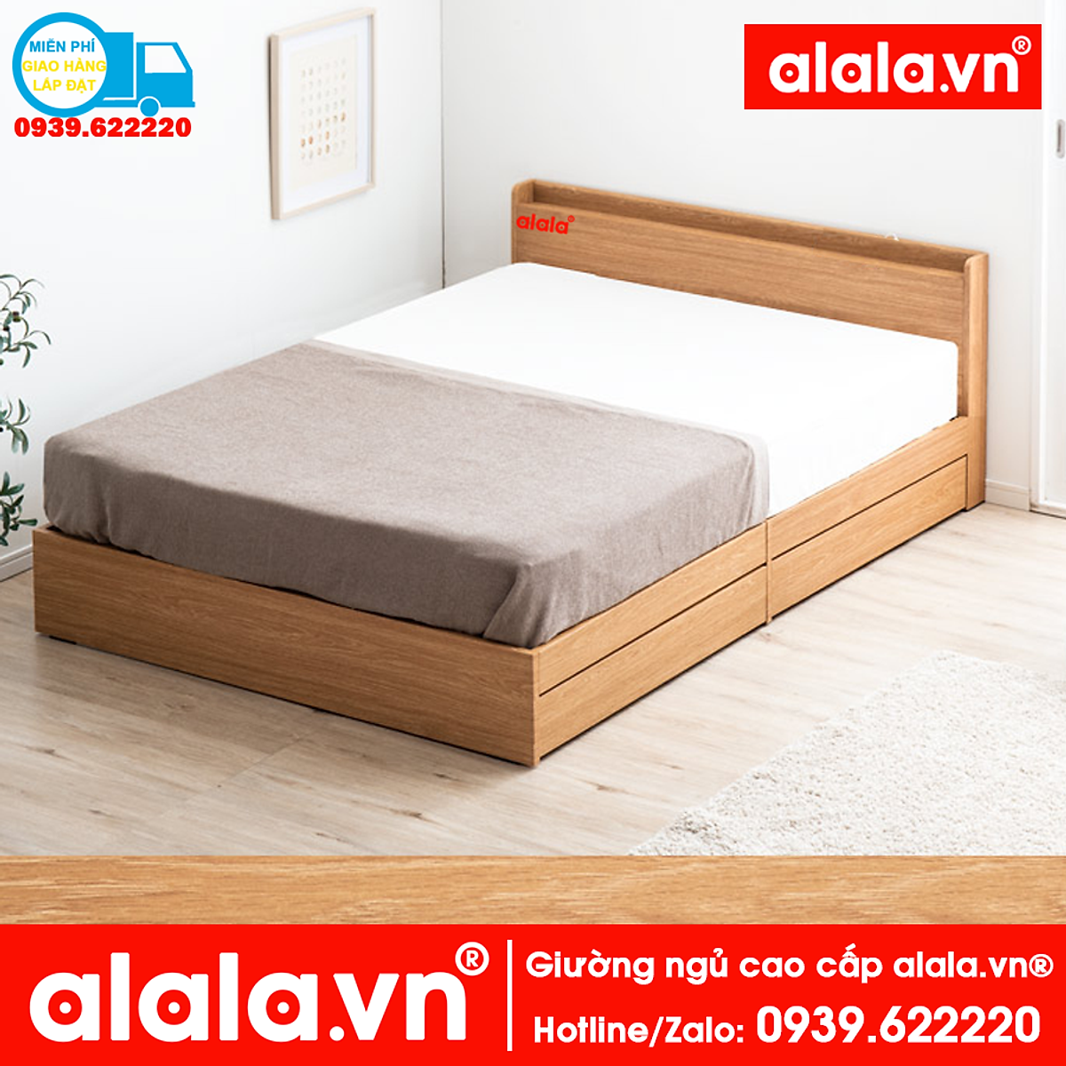 Giường ngủ ALALA27 (1m6x2m) gỗ HMR chống nước - www.ALALA.vn® - Za ...