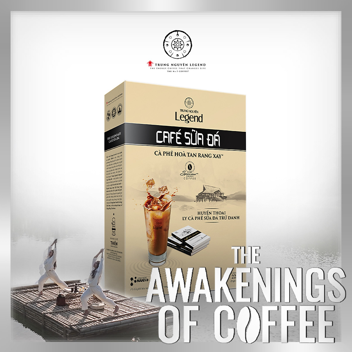 Trung Nguyên Legend - Cà phê hoà tan rang xay 3in1 Cafe sữa đá - Hộp 9 gói x 25gr