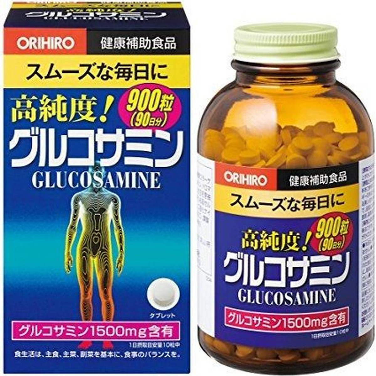 Thực phẩm chức năng viên uống bổ khớp, hỗ trợ trị đau nhức xương khớp Glucosamine Orihiro 1500mg Nhật bản