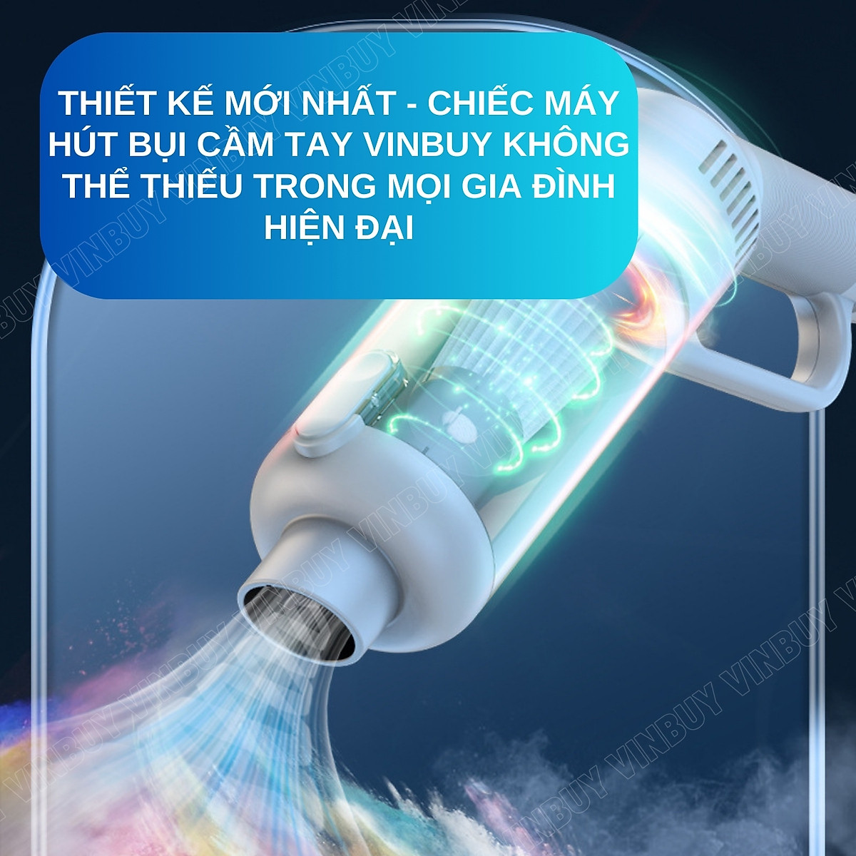 Máy hút bụi cầm tay, hút bụi xe ô tô, xe hơi, giường nệm, lực hút mạnh 22000PA, pin sạc không dây - Chính hãng VinBuy