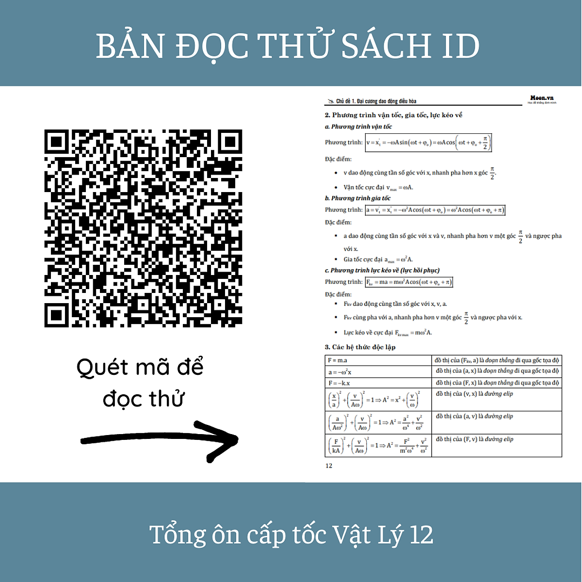 Sách Tổng ôn cấp tốc vật lý lớp 12 ôn thi thpt quốc gia 2023 Moonbook