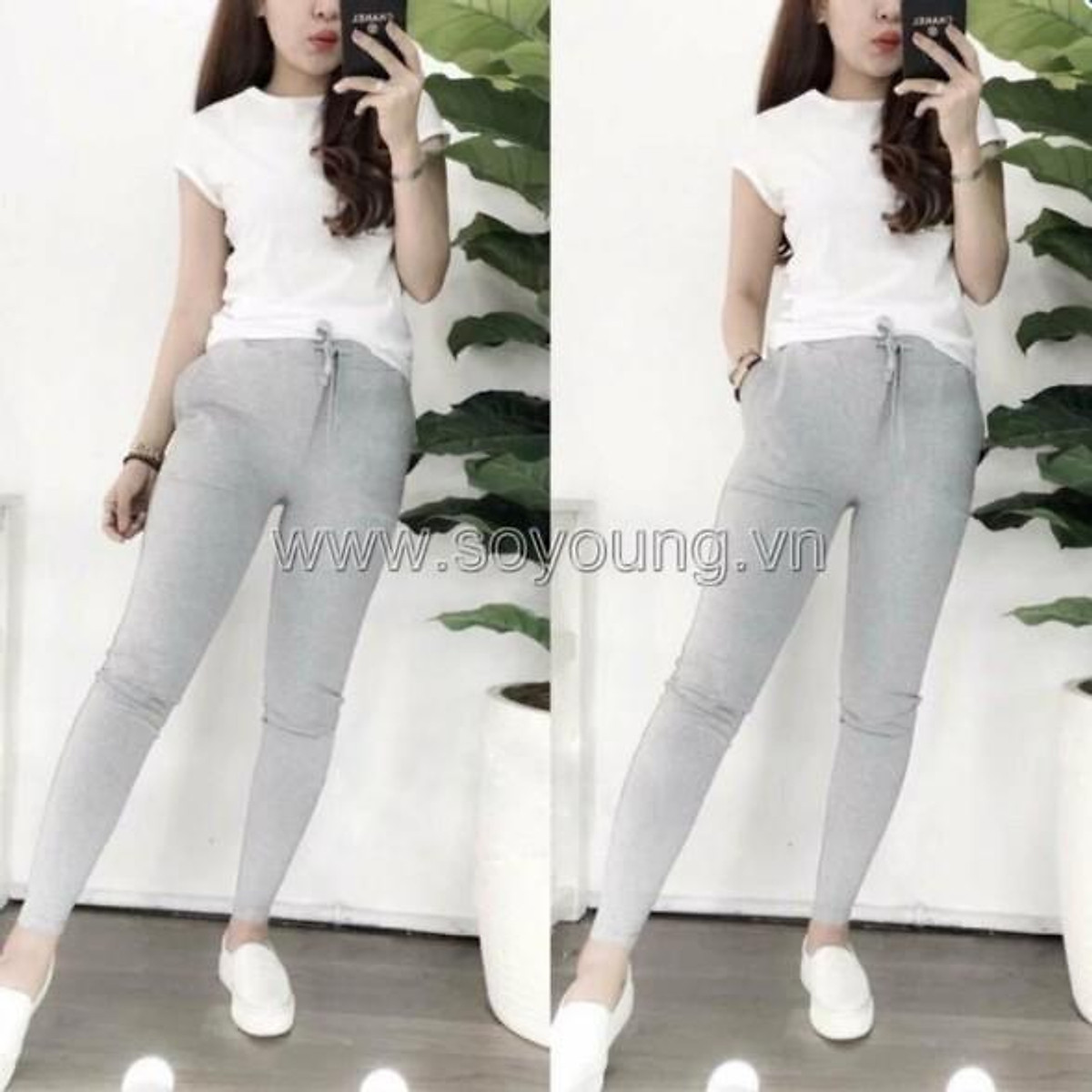 Quần Jogger Nữ Thun Nỉ Bo Gấu
