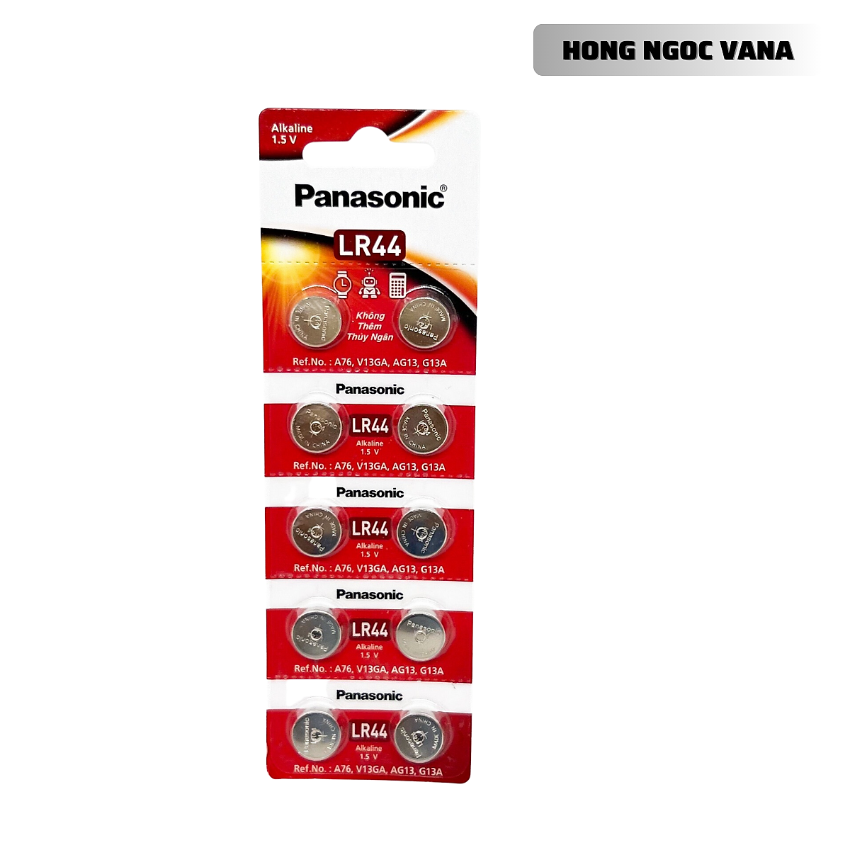 Vỉ 10 Pin LR44 ( A76 / AG13 ) 1,5V Panasonic - Hàng Chính Hãng