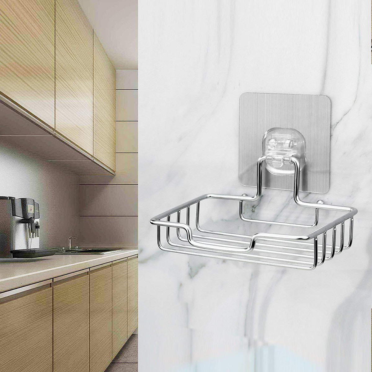 Kệ đựng xà bông dán tường gạch men có miếng dán Hobby Home Decor SBL2