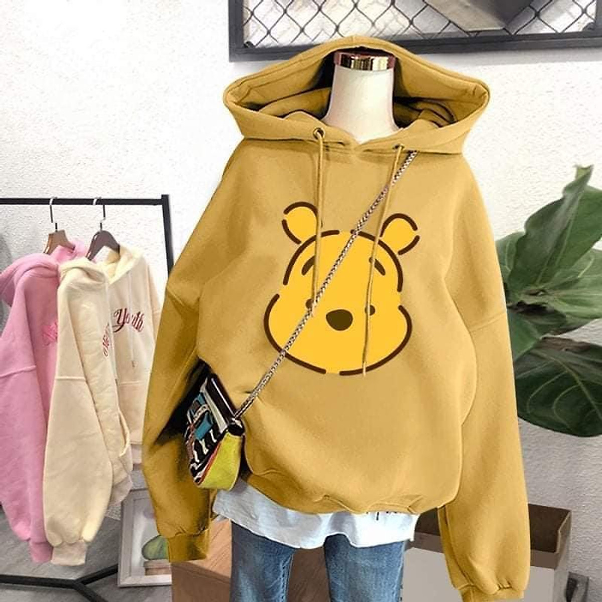 ÁO NỈ BÔNG CÓ NÓN HOODIE TRƠN TÚI TRƯỚC UNISEX (KEM TAN)