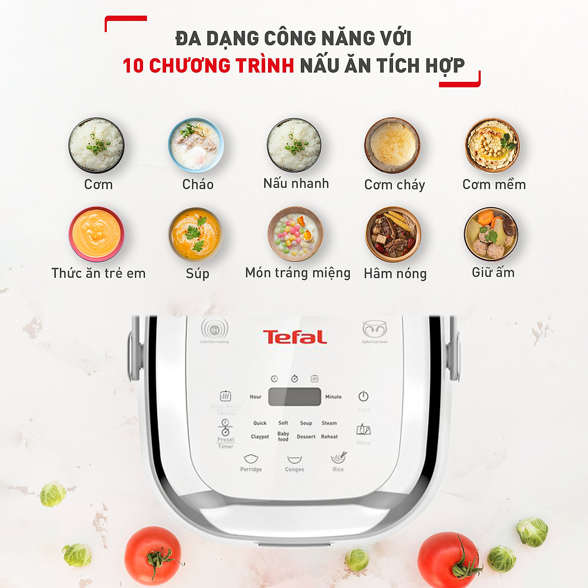 Nồi cơm điện tử cao tần Tefal mini 0.7L RK604165 - Hàng chính hãng