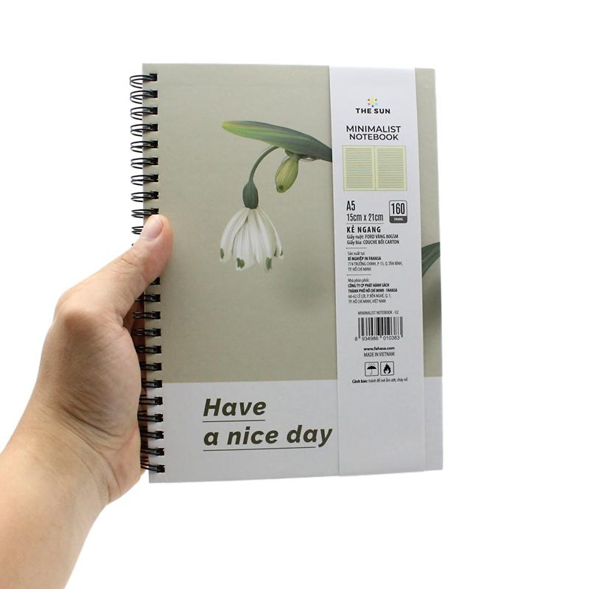 Sổ Lò Xo Bìa Cứng Minimalist A5 - Kẻ Ngang - 160 Trang 80gsm - The Sun 02