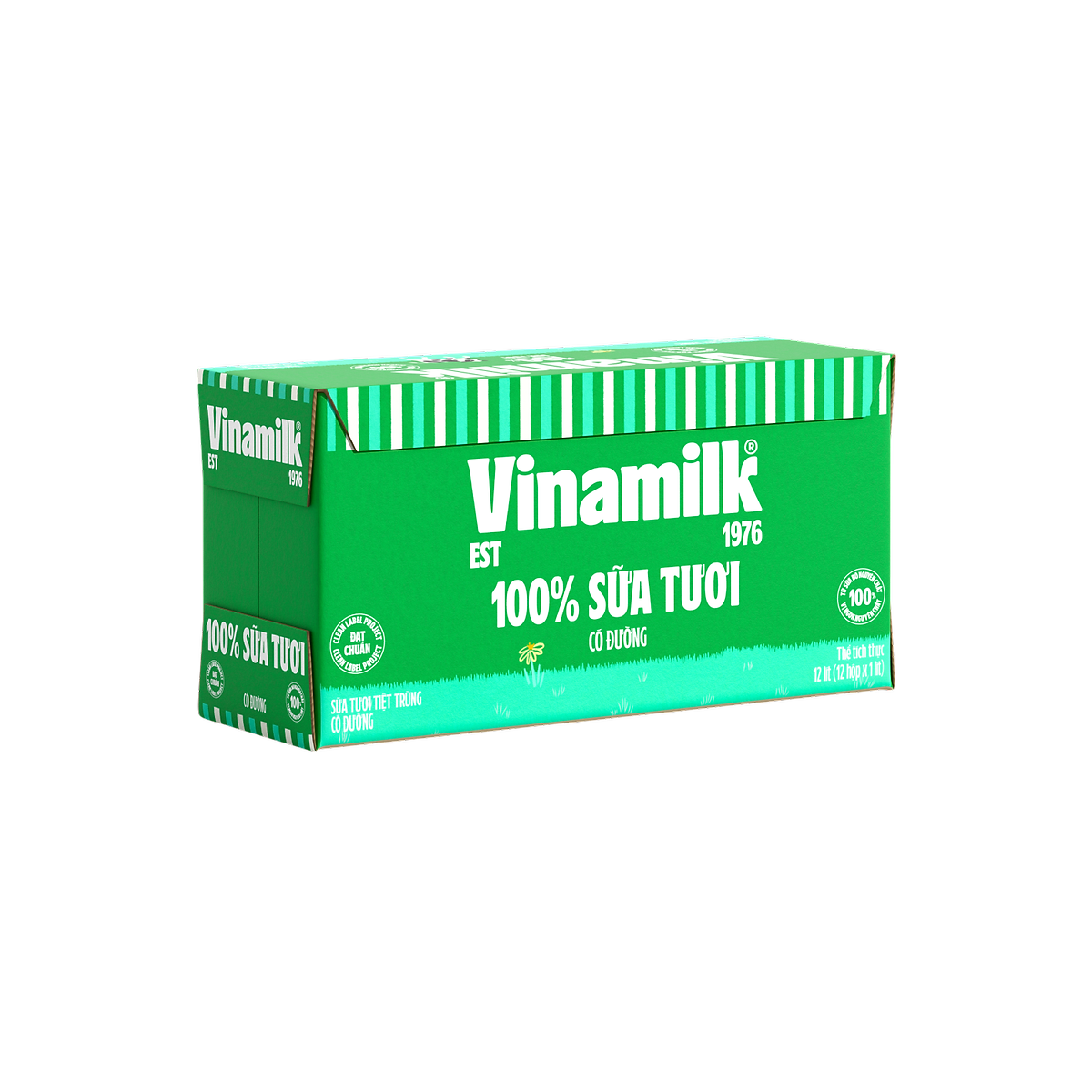 Thùng 12 Hộp Sữa Tươi Tiệt Trùng Vinamilk 100% Có Đường (1L)
