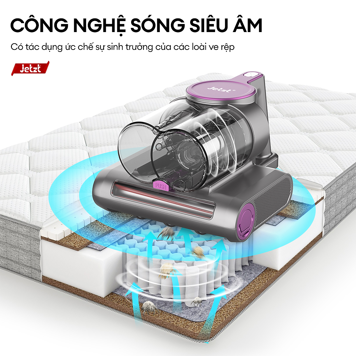 Máy hút bụi hút bụi giường nệm diệt khuẩn UV thế hệ mới JETZT J9, hàng chính hãng