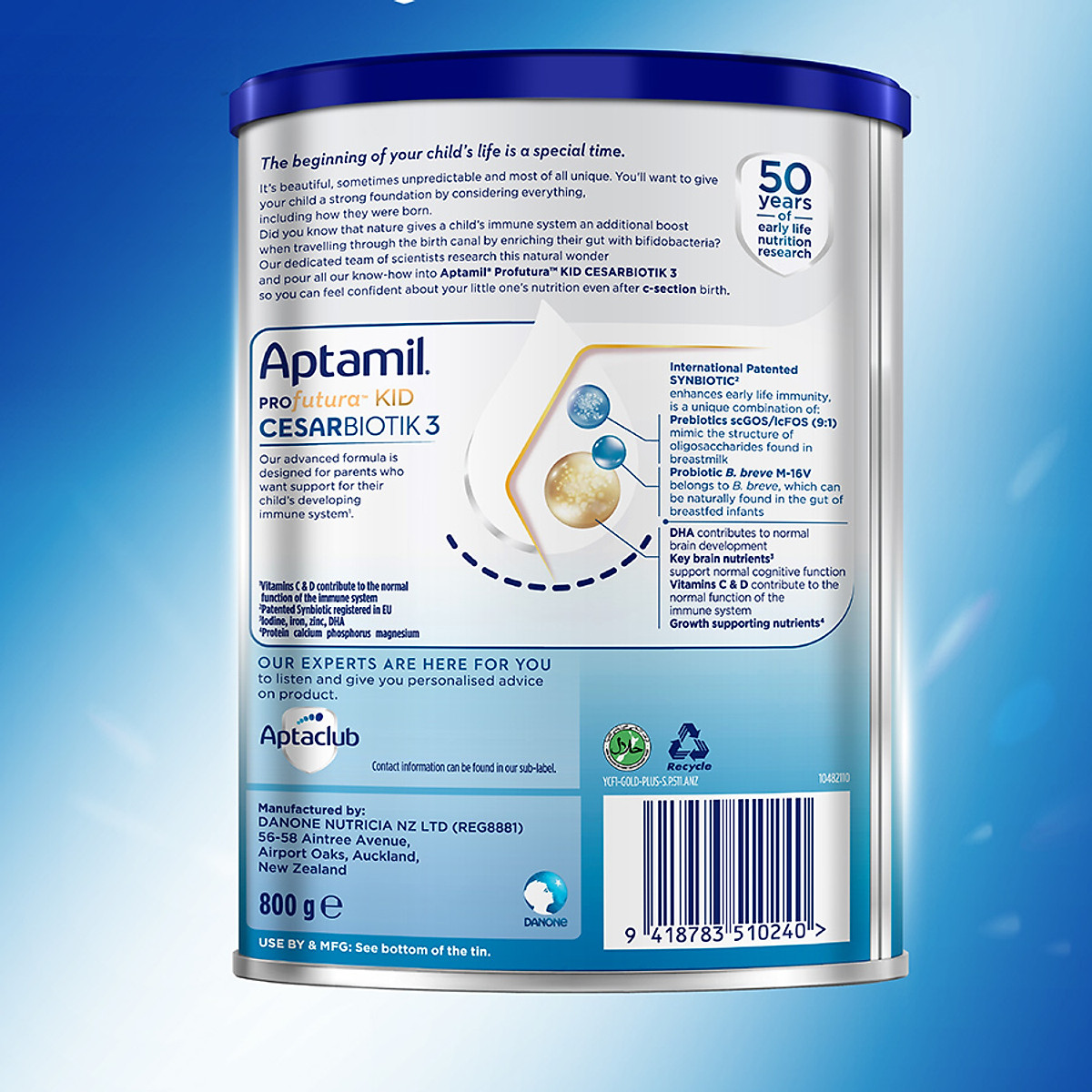 Thực phẩm bổ sung Aptamil Profutura Kid Cesarbiotik 3 Growing Up Milk Formula (Dành cho trẻ từ 24 tháng tuổi trở lên) - 800g