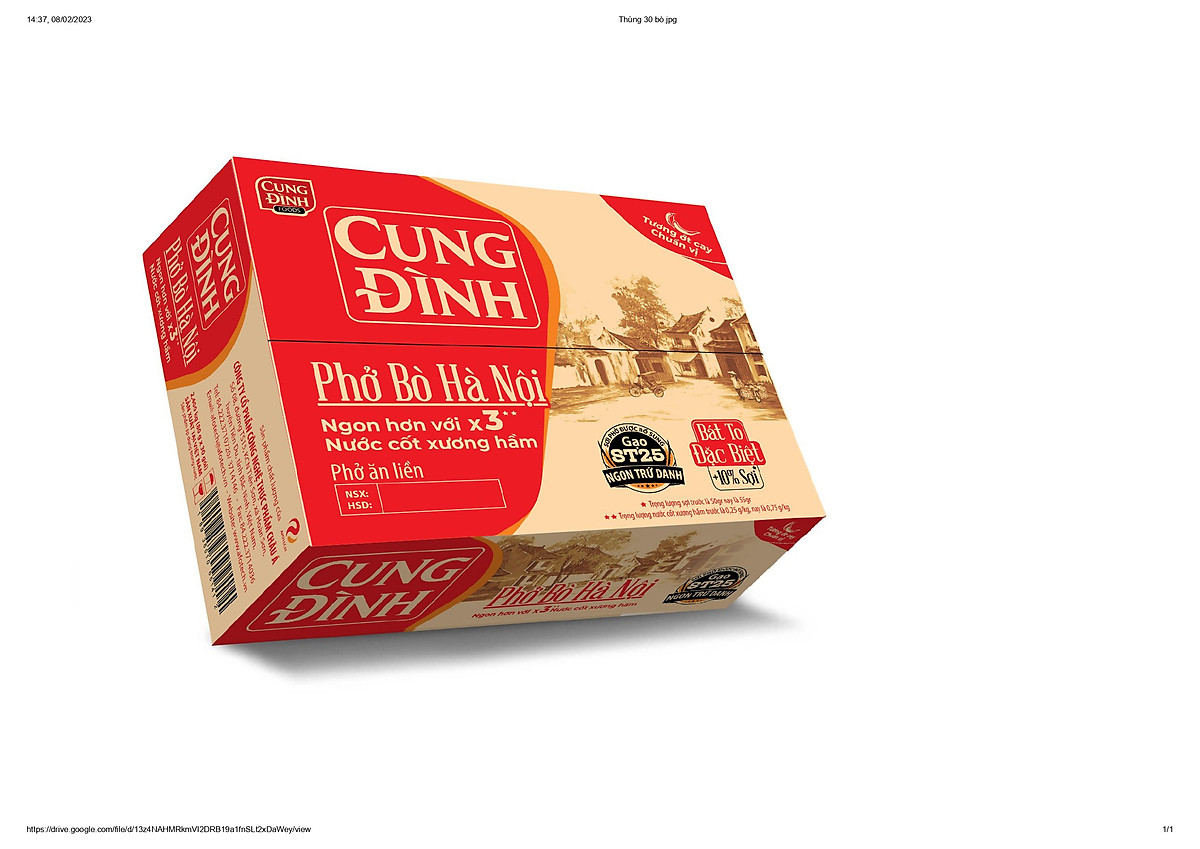 Thùng Phở Bò Hà Nội Micoem Cung Đình (30 Gói)