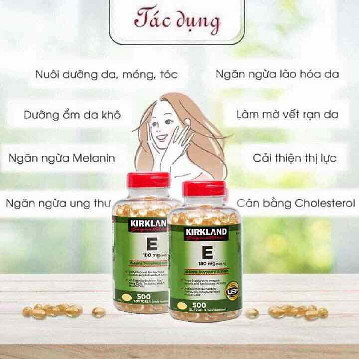 Vitamin E Mỹ Kirkland Signature E 180mg (400 IU) – Giúp đẹp da, tóc, làm chậm quá trình lão hóa và tăng sức khỏe tổng thể - QuaTangMe Extaste