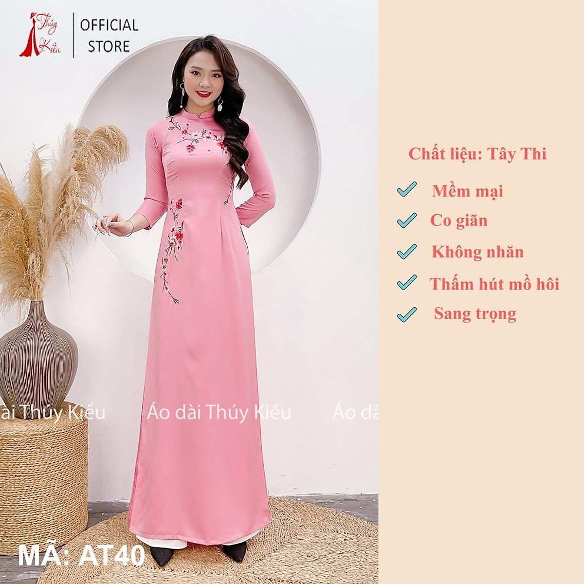 Mua Áo Dài Nữ Thêu Hoa Thủ Công Thiết Kế Đẹp Truyền Thống May Sẵn Cách Tân  At40 Mềm Mại, Co Giãn, Áo Dài Giá Rẻ | Tiki