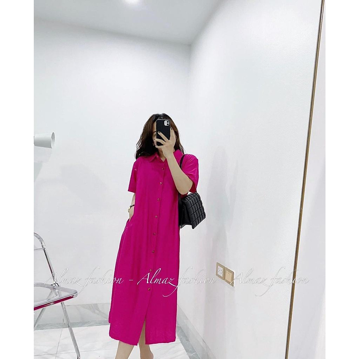 Đầm suông cổ tròn thân đính hoa hồng nổi 3D Đỏ #44 Đầm suông cổ tròn thân đính hoa hồng nổi 3D Đỏ