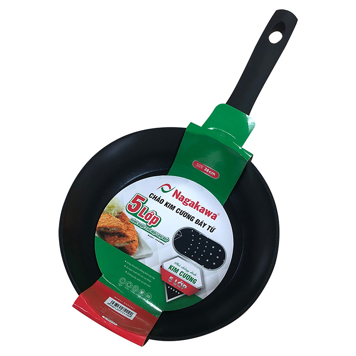 Chảo Sâu Lòng NAG2852 Đáy Từ 5 Lớp Chống Dính Cao Cấp Nagakawa (28cm) - Dùng Trên Mọi Loại Bếp - Hàng Chính Hãng