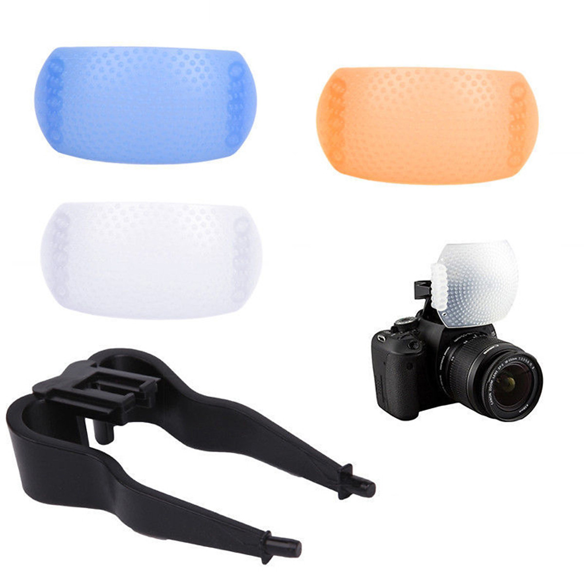 Pop up Flash diffuser Tản sáng Flash cóc kit 3 màu cho đèn cóc Thiết