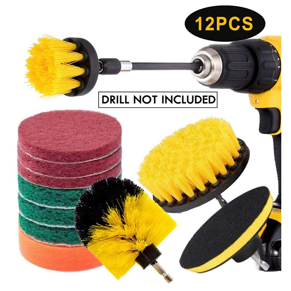 13pcs Drill Brush Set Attachment Power Scrubber Car Cleaning Kit Combo  Scrub Tub