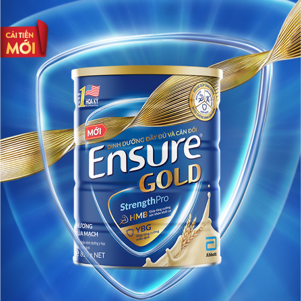 Thực phẩm dinh dưỡng y học: Ensure Gold hương Lúa mạch 850g
