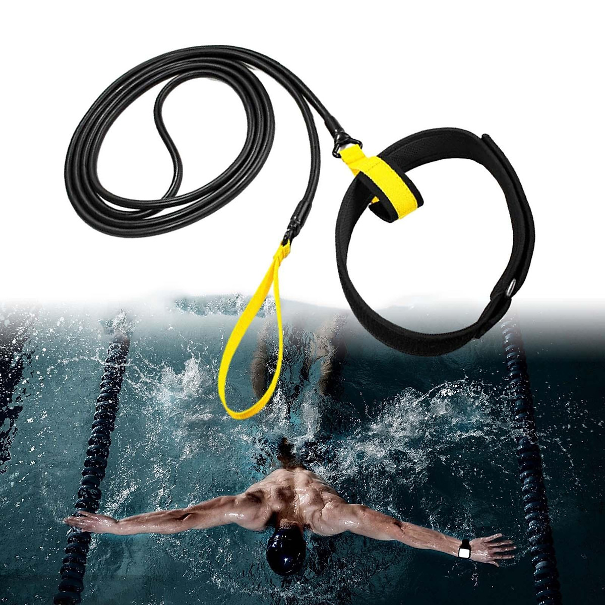 Swim Tether Fancyes 4m Pool Swim Training Leash With Waist Belt - Swim  Resistance Tether For Stationary Training Adjustable Swim Tether