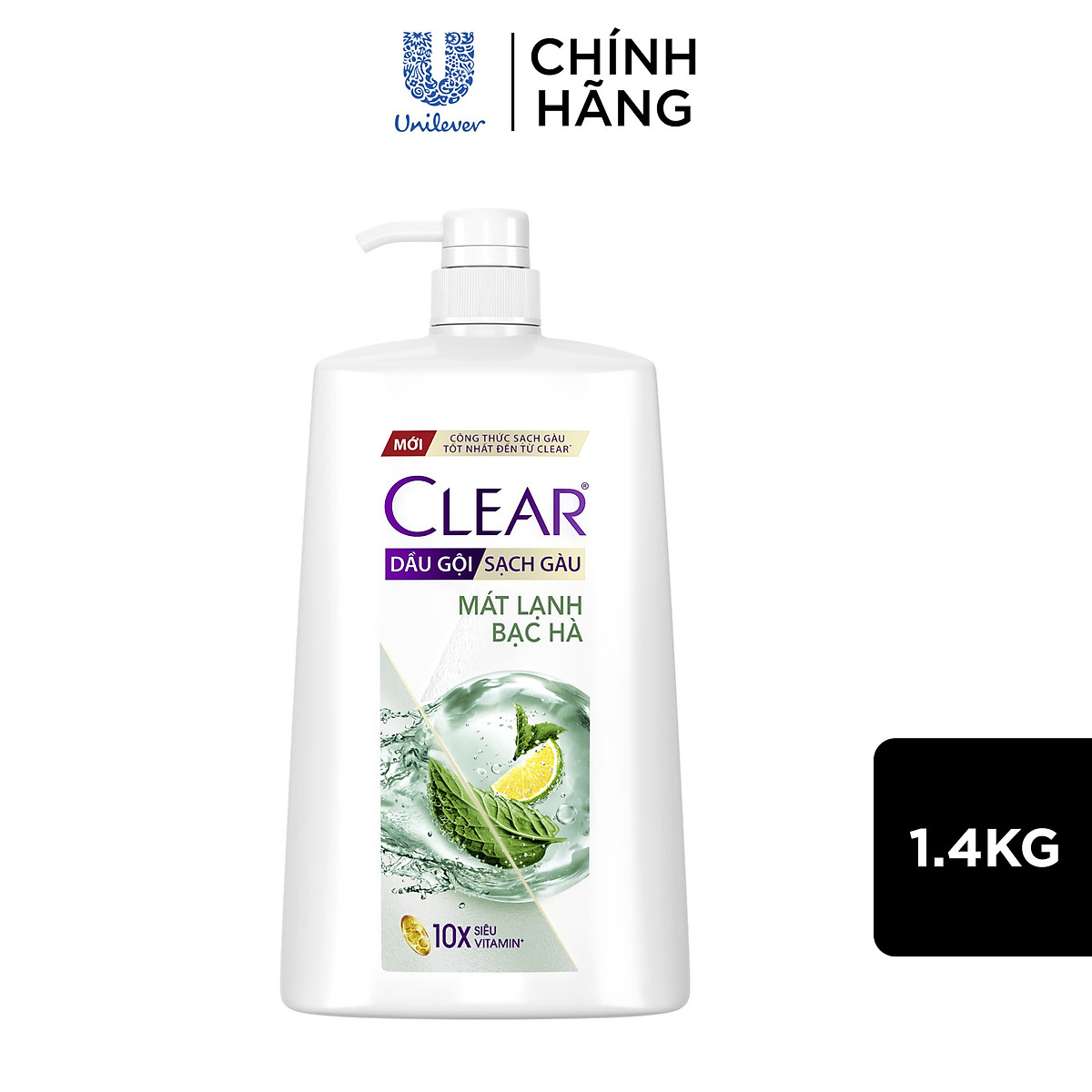 Combo 2 Dầu Gội Clear Sạch Gàu Dầu Gội Sạch Gàu Mát Lạnh Bạc Hà 10X Sức Mạnh Đánh Bay Gàu, Ngứa, Vi Khuẩn 1.4kg