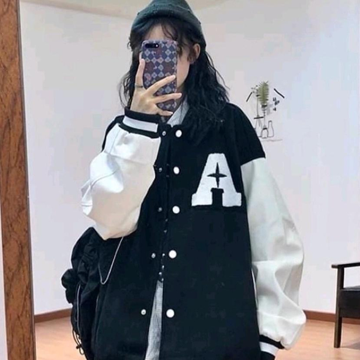 Áo Bomber Chữ A Tay Trơn
