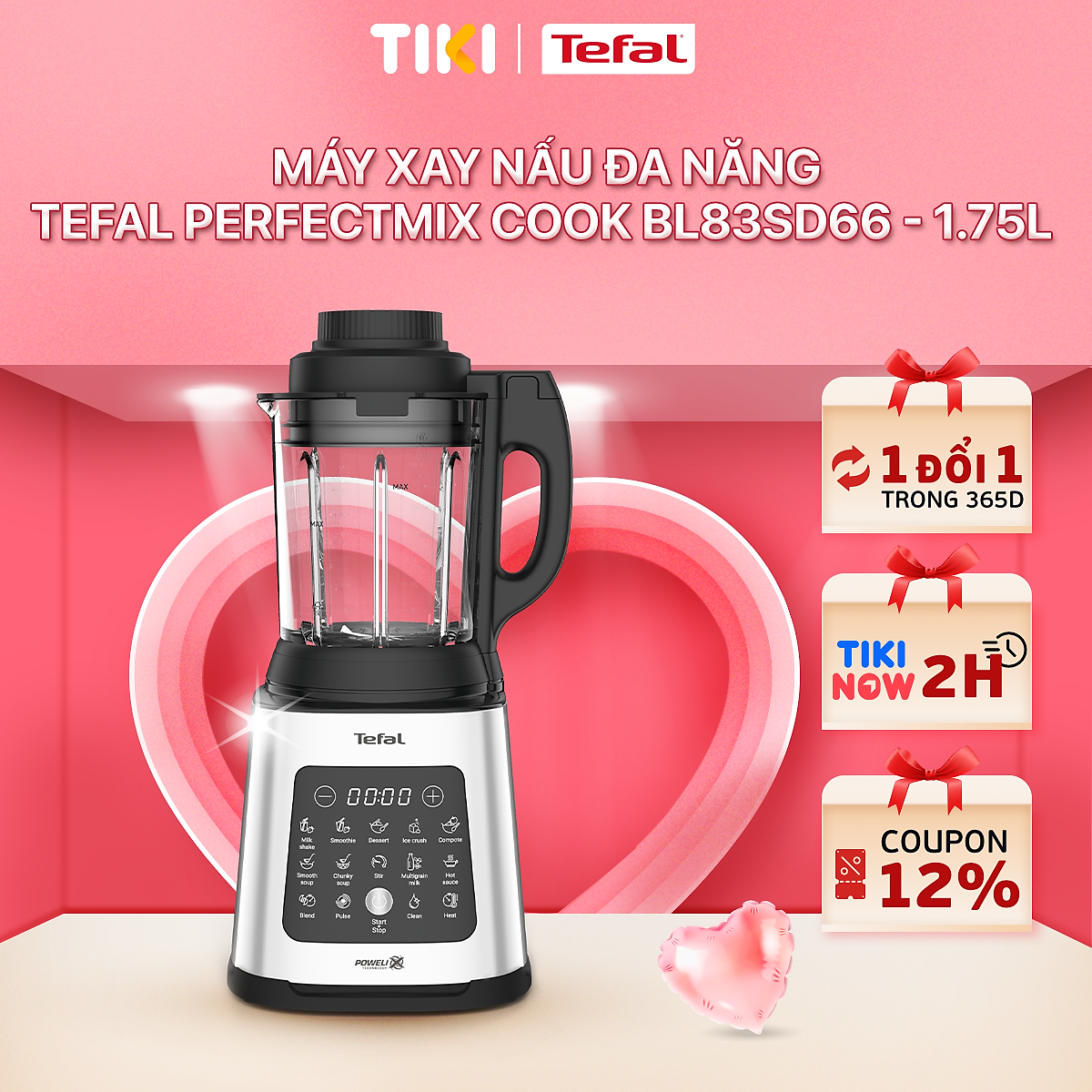 Máy xay nấu đa năng Tefal Perfectmix Cook BL83SD66 - 1.75L - Hàng Chính Hãng