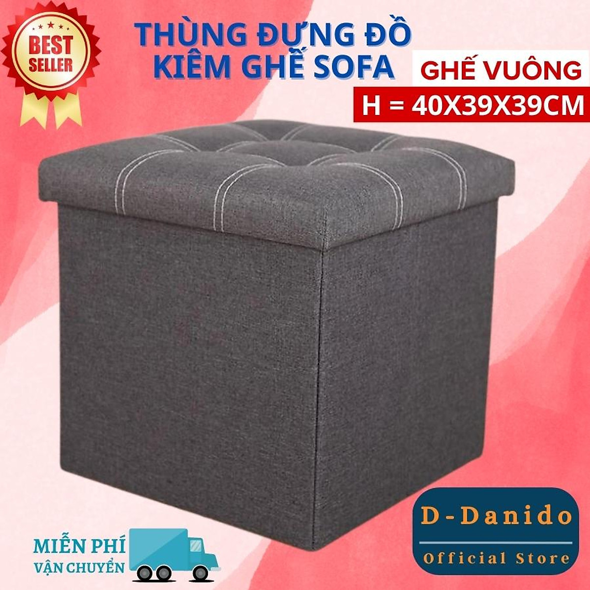 Hộp đựng đồ kiêm ghế ngồi đa năng - Ghế sofa đựng đồ gấp gọn cứng cáp tiện lợi có chọn size, hàng chính hãng miDoctor