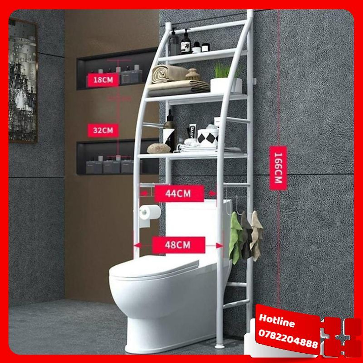 Kệ Để Đồ Nhà Vệ Sinh Tiện Lợi , Kệ Kim Loại Sau Bồn Cầu Giúp Không