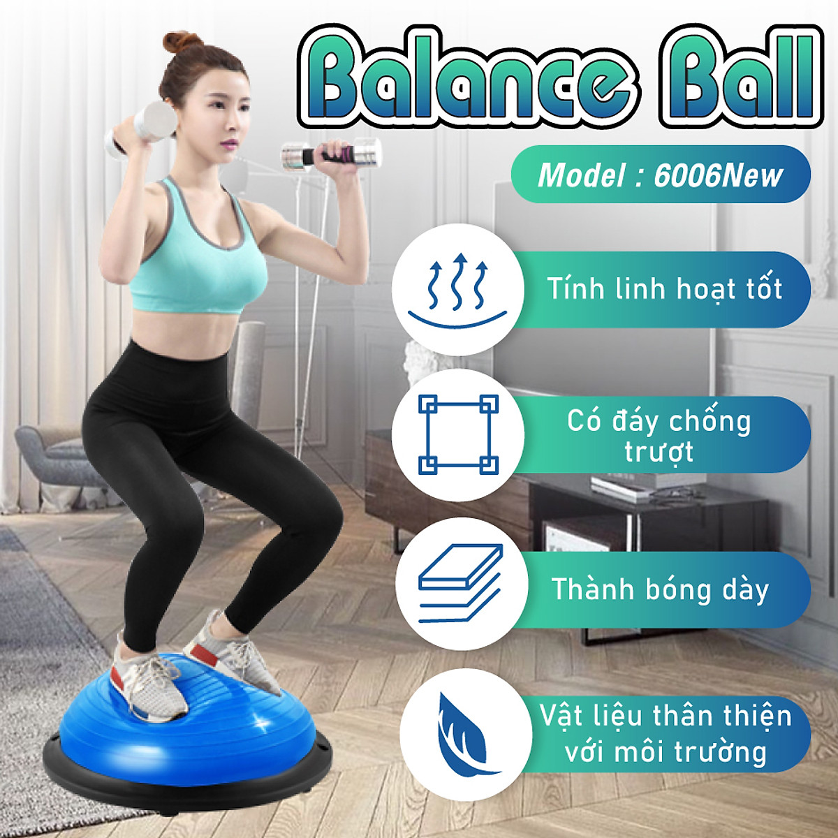 BG Bóng tập thăng bằng BALANCE BALL YOGA/GYM cao cấp 46cm và 58cmx20 (hàng nhập khẩu)