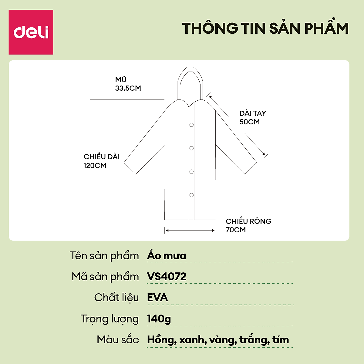 Áo Mưa 1 Người Trong Suốt Eva Deli - Siêu Dày Chống Thấm Nước Cho Mưa To Phong Cách Thời Trang Nhiều Màu Sắc Tươi Trẻ, Phù Hợp Cho Cả Nam Nữ