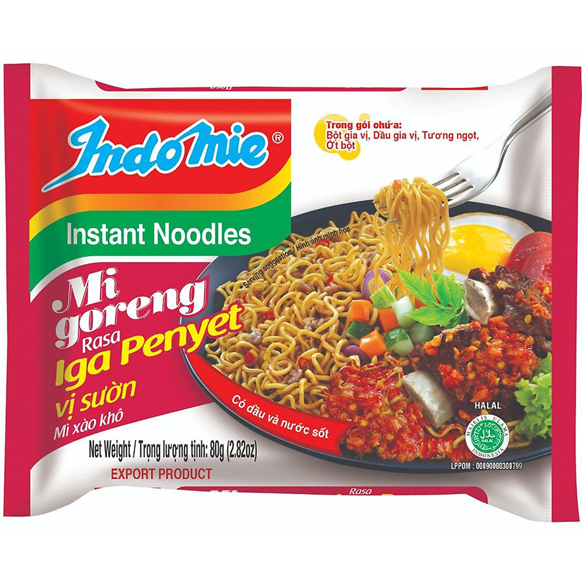 Mì Goreng Rasa Iga Penyet Vị Sườn Indomie (80G X 40 Gói/Thùng)